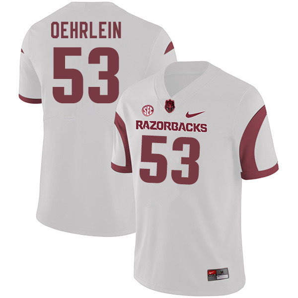 Men #53 John Oehrlein Arkansas Razorbacks College Football Jerseys Sale-White